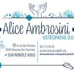 Horaire Ostéopathe Alice Ambrosini